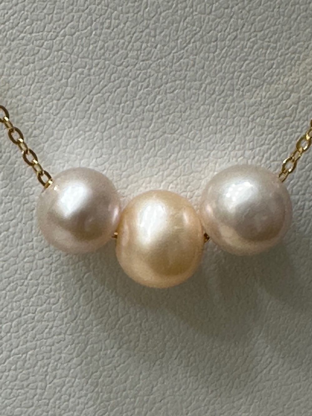 14K YG Plated Floating Natural Pearl Necklace -3 Multi-Colorws Freshwater Pearls